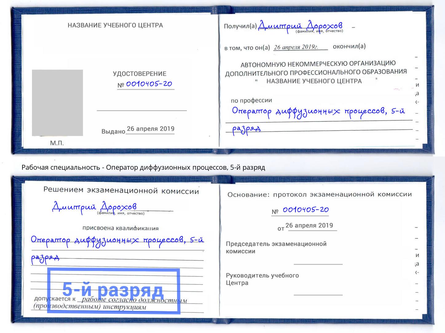 корочка 5-й разряд Оператор диффузионных процессов Балашиха