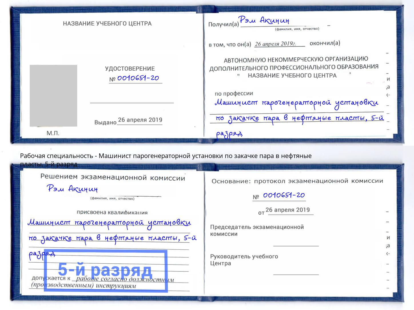 корочка 5-й разряд Машинист парогенераторной установки по закачке пара в нефтяные пласты Балашиха